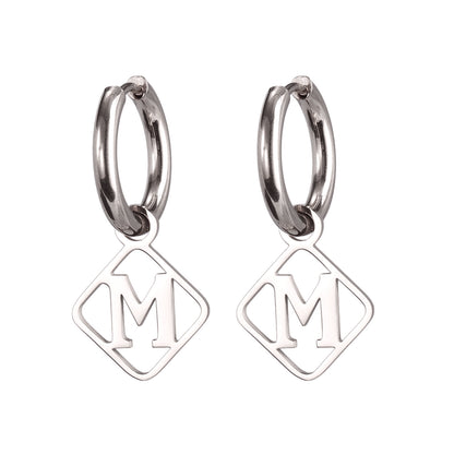 1 Pair Casual Simple Style Letter Plating Stainless Steel Drop Earrings