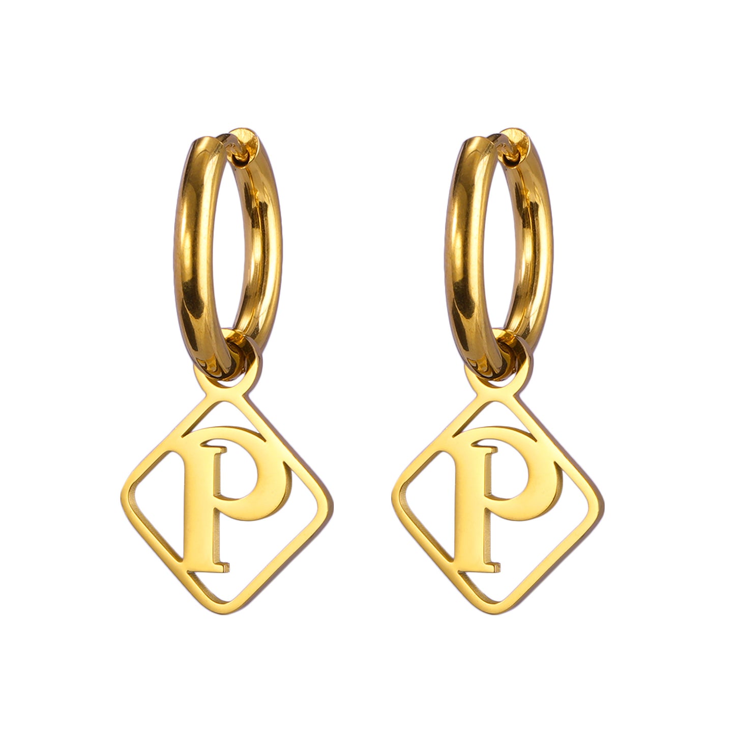 1 Pair Casual Simple Style Letter Plating Stainless Steel Drop Earrings