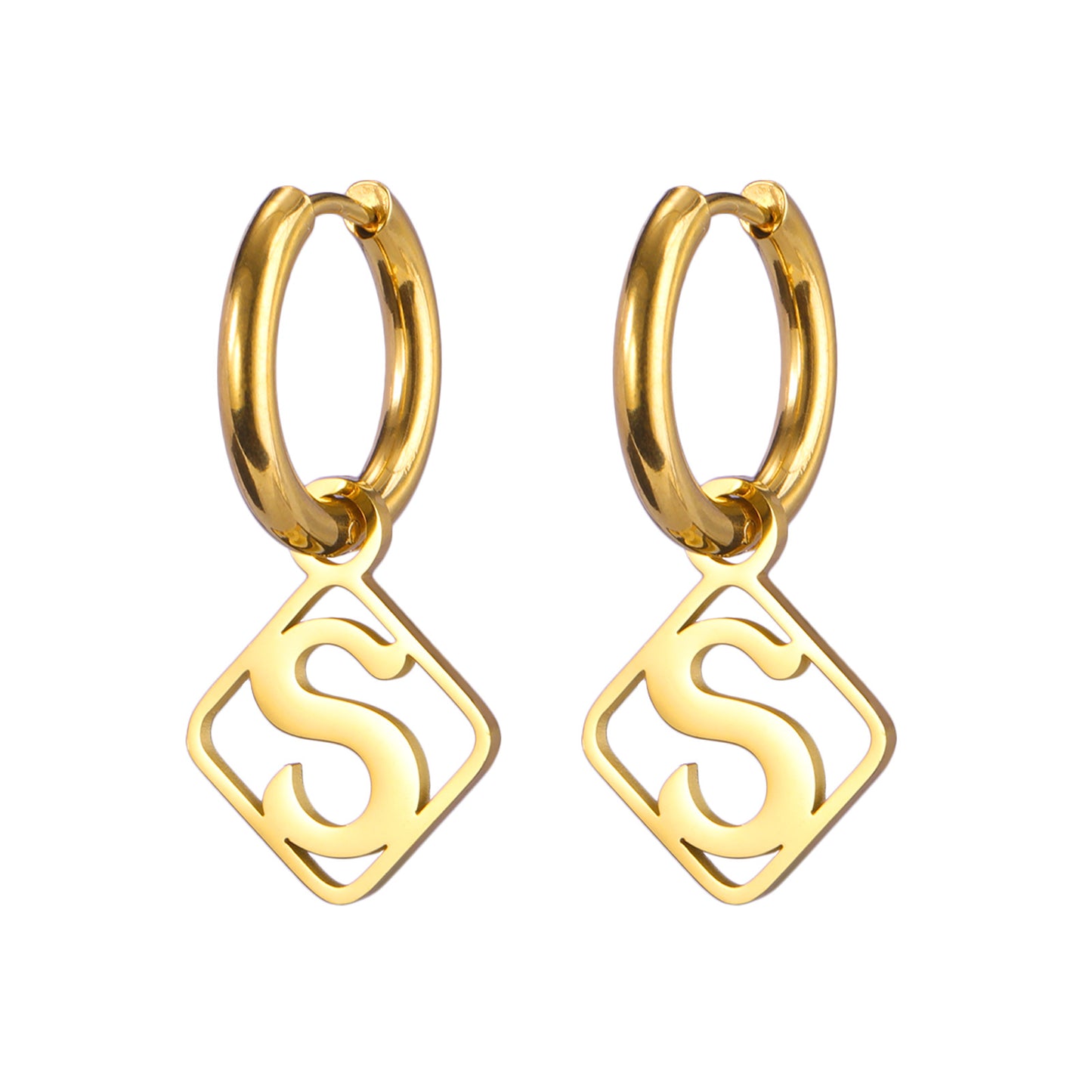 1 Pair Casual Simple Style Letter Plating Stainless Steel Drop Earrings