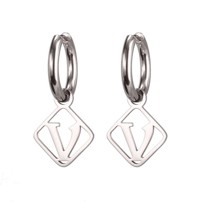 1 Pair Casual Simple Style Letter Plating Stainless Steel Drop Earrings