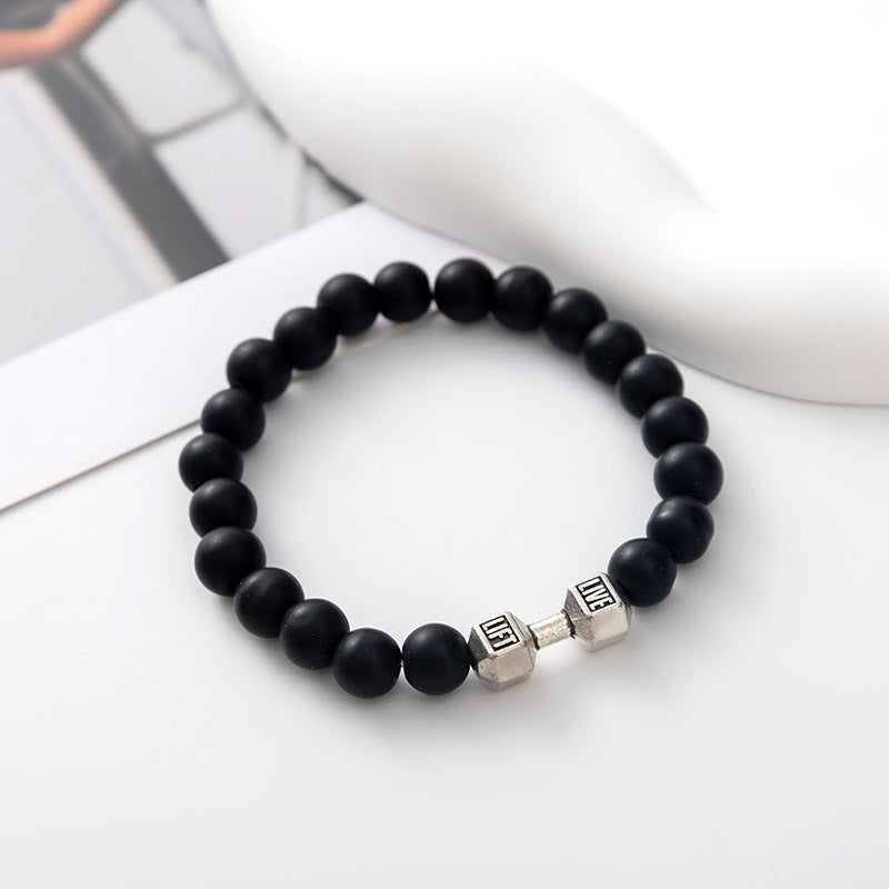 Hip-Hop Geometric Letter Alloy Volcanic Rock Unisex Bracelets