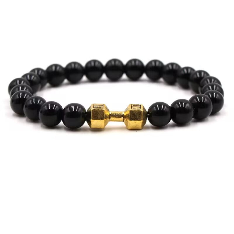 Hip-Hop Geometric Letter Alloy Volcanic Rock Unisex Bracelets