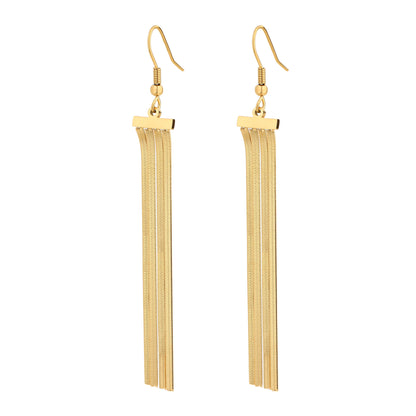 1 Pair IG Style Simple Style Star Tassel Stainless Steel Titanium Steel 18K Gold Plated Drop Earrings