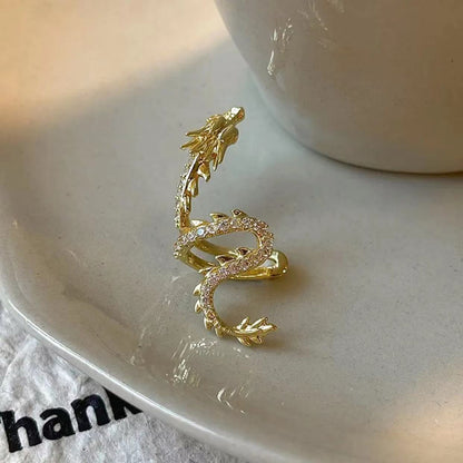 1 Piece Vintage Style Dragon Plating Alloy Ear Cuffs