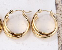 1 Pair IG Style Casual Geometric Plating Stainless Steel Hoop Earrings