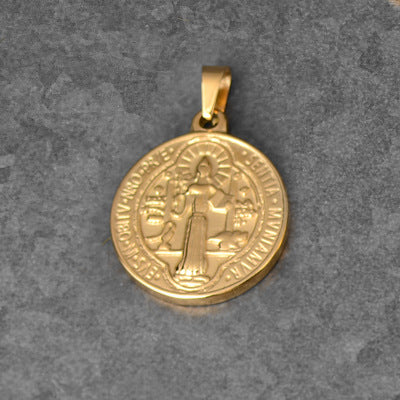 1 Piece 304 Stainless Steel 18K Gold Plated Human Coin Polished Pendant