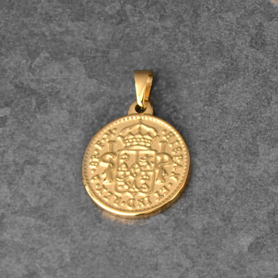 1 Piece 304 Stainless Steel 18K Gold Plated Human Coin Polished Pendant