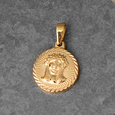 1 Piece 304 Stainless Steel 18K Gold Plated Human Coin Polished Pendant