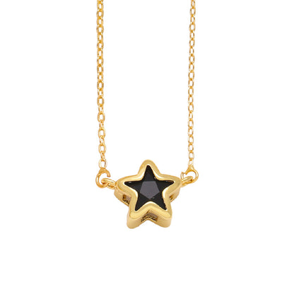 Copper Simple Style Star Plating Inlay Zircon Pendant Necklace