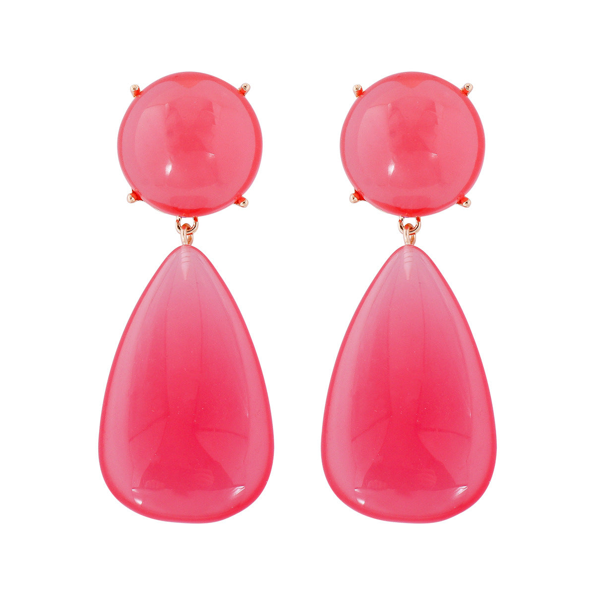 1 Pair Casual Round Water Droplets Enamel Inlay Resin Resin Drop Earrings