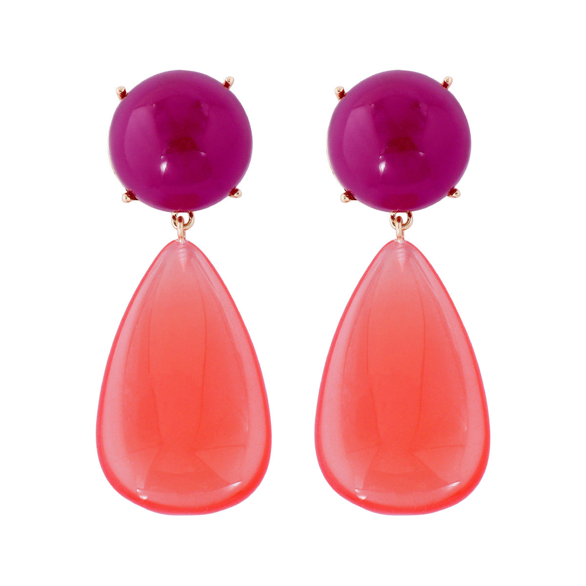 1 Pair Casual Round Water Droplets Enamel Inlay Resin Resin Drop Earrings