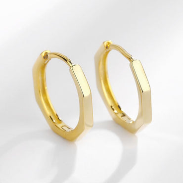 1 Pair Casual Simple Style Geometric Copper White Gold Plated Hoop Earrings