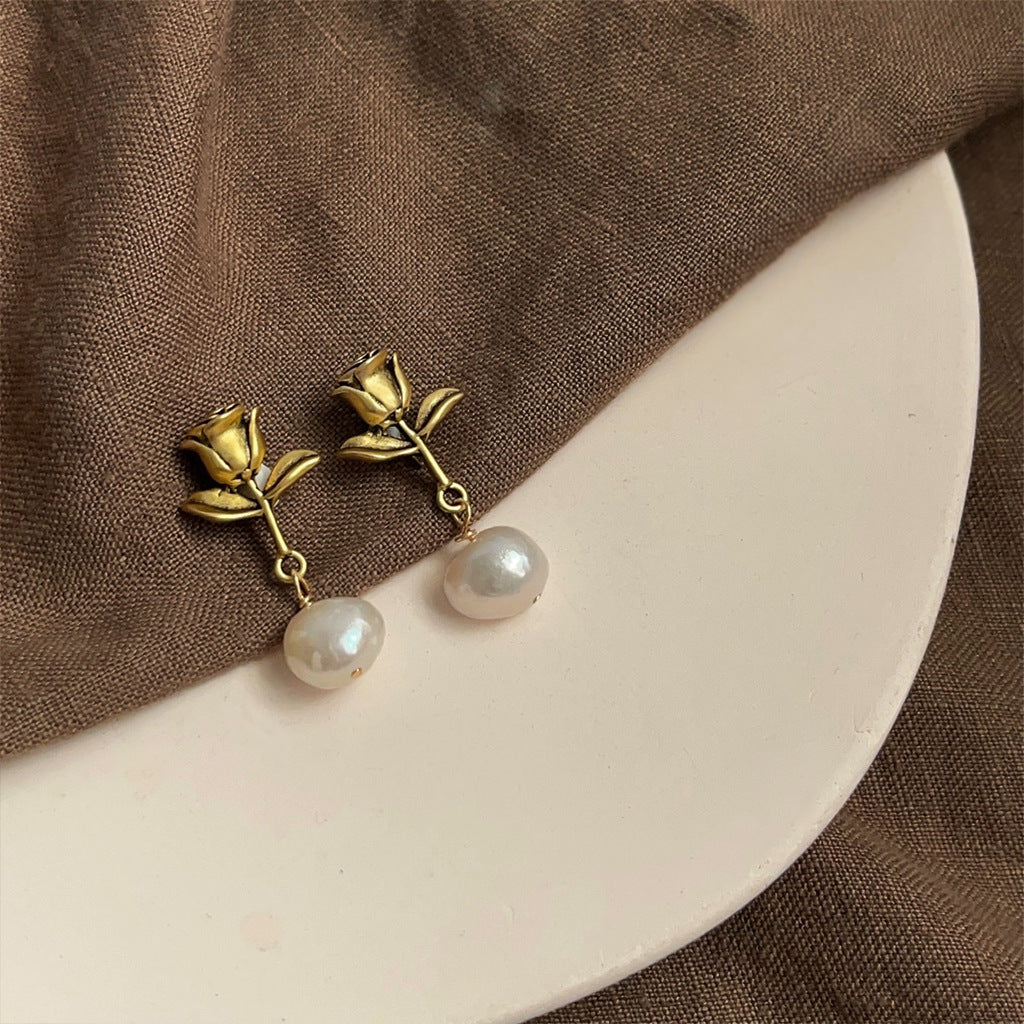 1 Pair Elegant Retro Geometric Freshwater Pearl Earrings