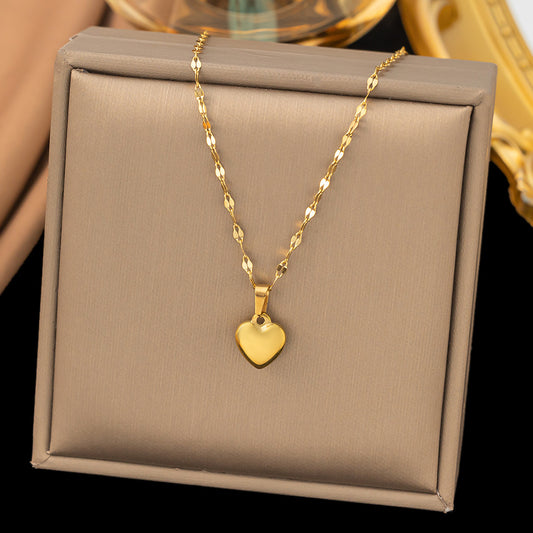 Titanium Steel 18K Gold Plated Vacation Simple Style Commute Heart Shape Polishing Bracelets Earrings Necklace