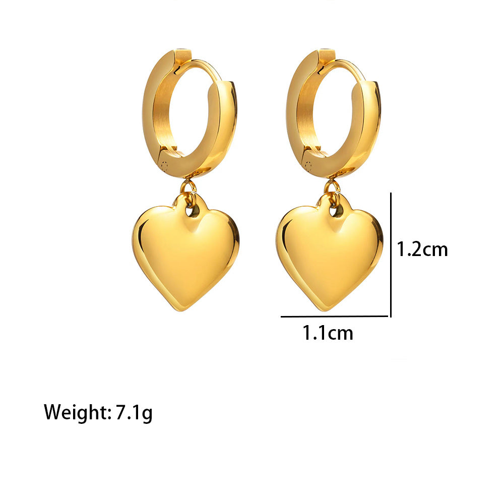 Titanium Steel 18K Gold Plated Vacation Simple Style Commute Heart Shape Polishing Bracelets Earrings Necklace