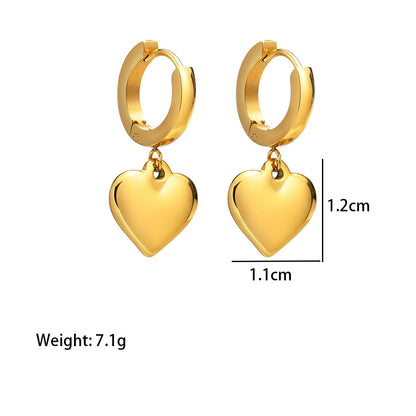 Titanium Steel 18K Gold Plated Vacation Simple Style Commute Heart Shape Polishing Bracelets Earrings Necklace