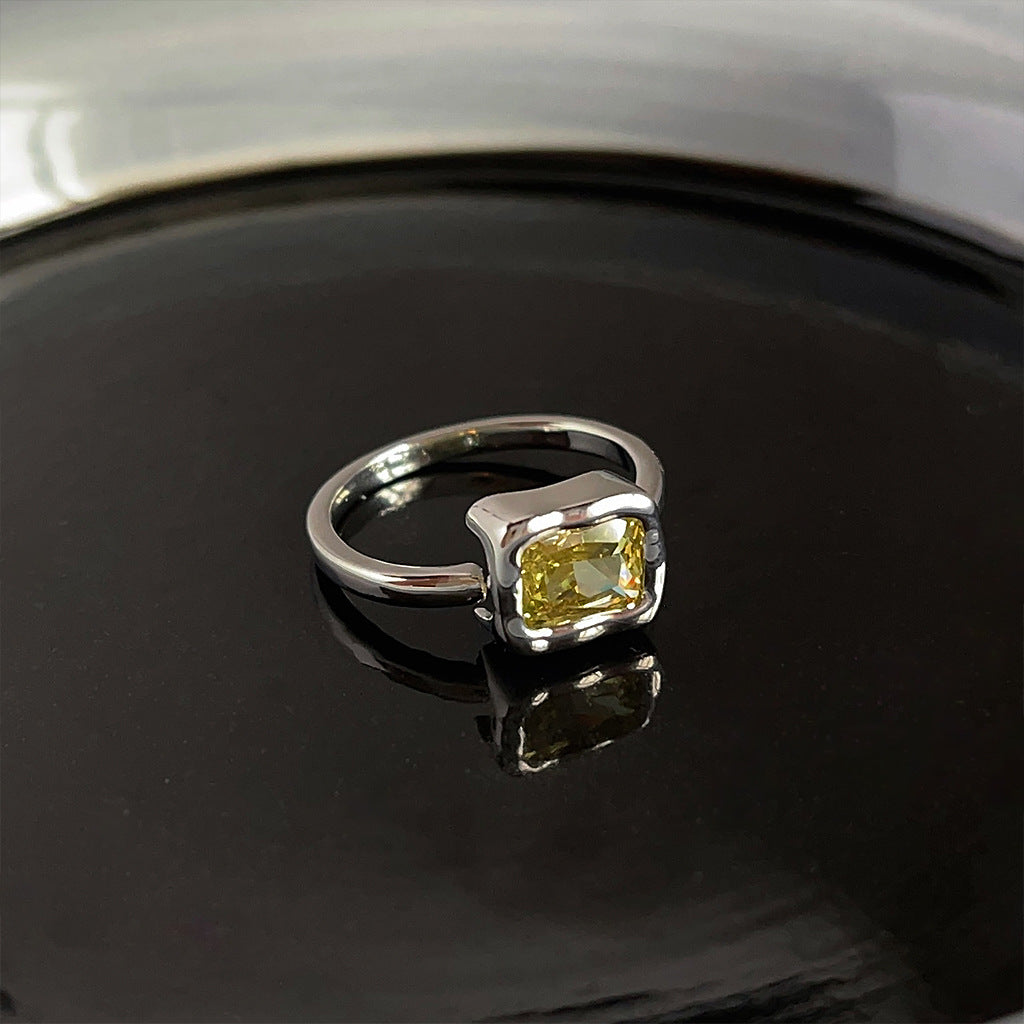 Wholesale Simple Style Square Copper Plating Inlay Zircon Open Rings