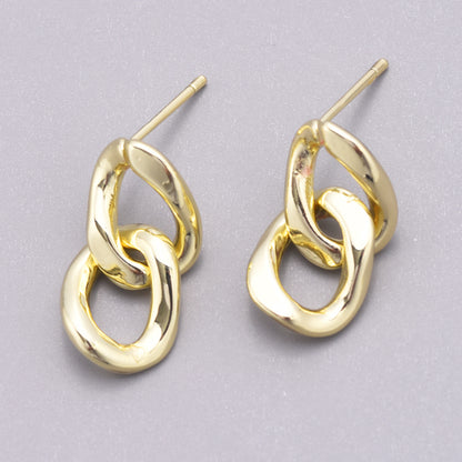 1 Pair Casual Simple Style Chain Copper White Gold Plated Drop Earrings