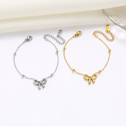 Stainless Steel Gold Plated Casual Sweet Bow Knot Plating Bracelets