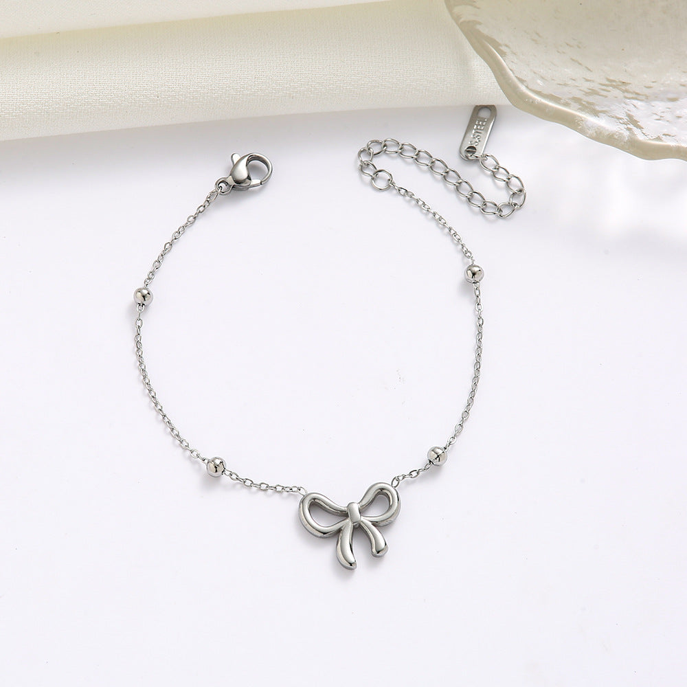 Stainless Steel Gold Plated Casual Sweet Bow Knot Plating Bracelets