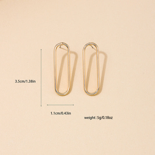 1 Pair Sweet Simple Style Oval Hollow Out Alloy Ear Studs