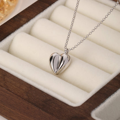 Sterling Silver White Gold Plated Gold Plated Elegant Simple Style Heart Shape Pendant Necklace