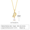 Stainless Steel Copper 18K Gold Plated Pastoral Shiny Butterfly Zircon Pendant Necklace