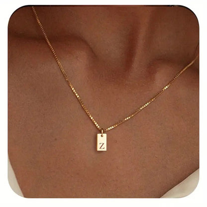 Titanium Steel Simple Style Letter Rectangle Plating Pendant Necklace