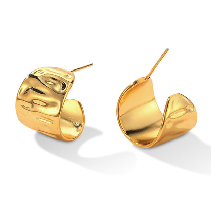 1 Pair Simple Style C Shape Copper Gold Plated Ear Studs