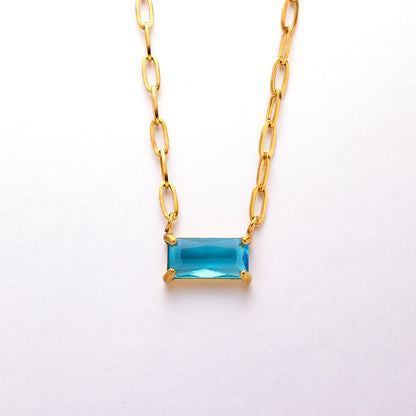 Titanium Steel IG Style Simple Style Rectangle Inlay Zircon Necklace