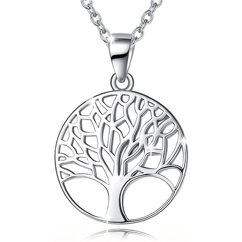 Sterling Silver Elegant Simple Style Life Tree Plating Pendant Necklace Necklace Pendant