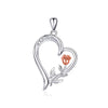 Sterling Silver Elegant Simple Style Heart Shape Rose Plating Pendant Necklace