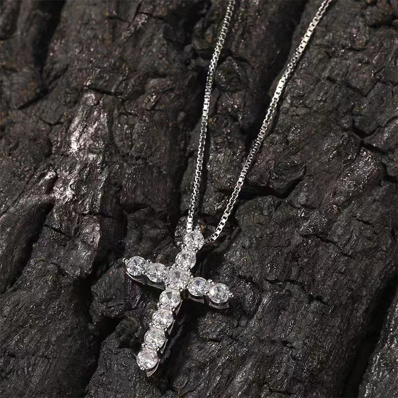 Stainless Steel Copper Casual Simple Style Cross Inlaid Zircon Pendant Necklace