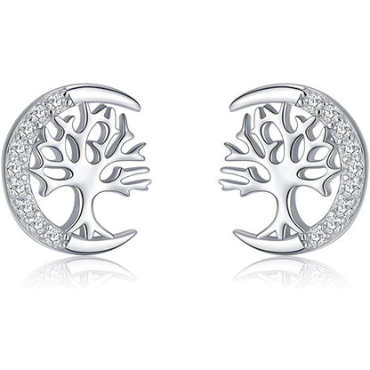 1 Pair Elegant Simple Style Life Tree Plating Sterling Silver Ear Studs