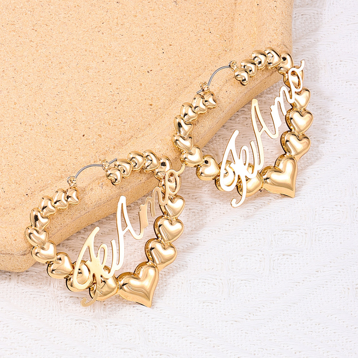 1 Pair Sweet Letter Heart Shape Alloy Hoop Earrings