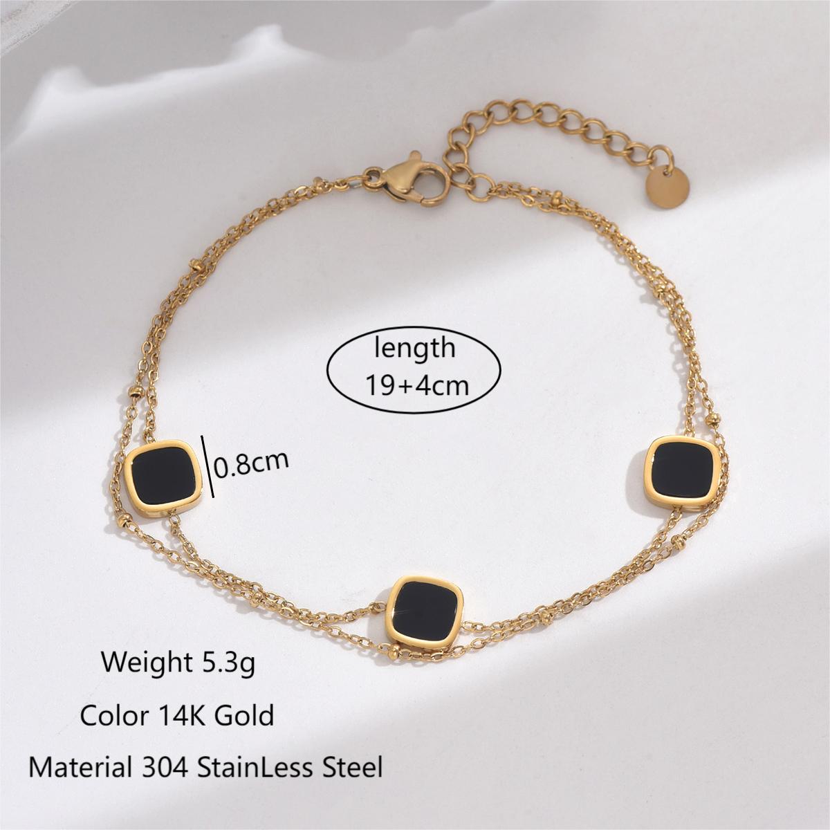 Stainless Steel Arylic 14K Gold Plated Classic Style Square Chain Inlay Acrylic Bracelets