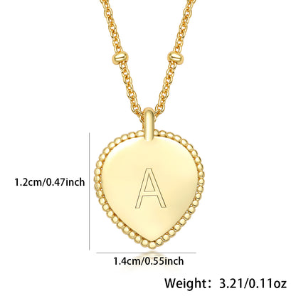 Sterling Silver Gold Plated Simple Style Letter Heart Shape Pendant Necklace