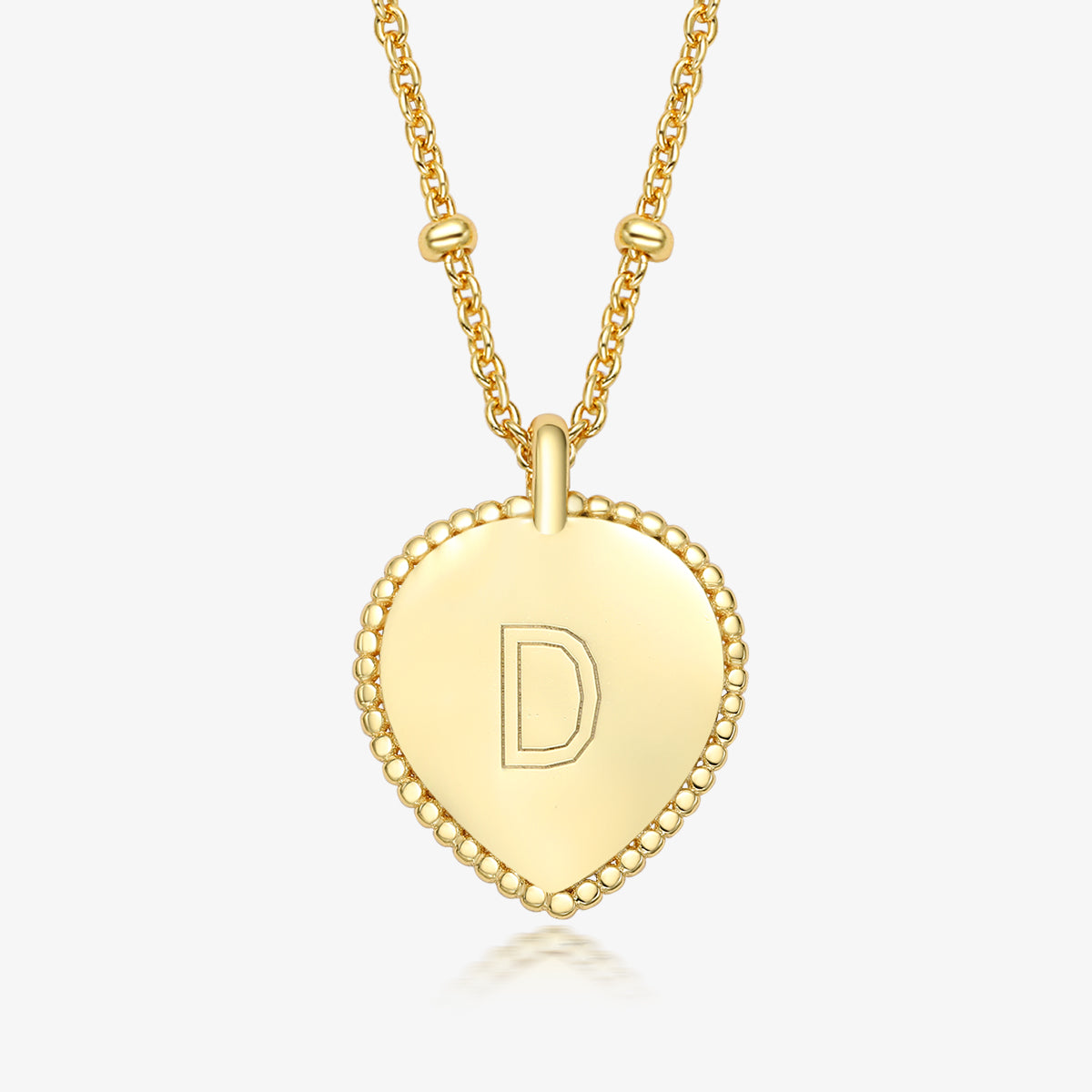 Sterling Silver Gold Plated Simple Style Letter Heart Shape Pendant Necklace