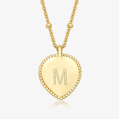 Sterling Silver Gold Plated Simple Style Letter Heart Shape Pendant Necklace