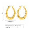 1 Pair IG Style Bamboo Stainless Steel 18K Gold Plated Hoop Earrings