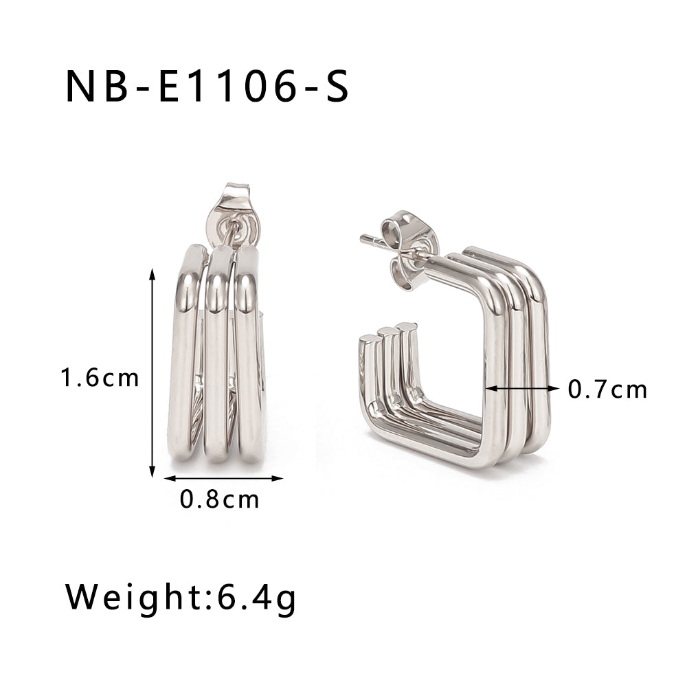 1 Pair IG Style Geometric Solid Color Stainless Steel 18K Gold Plated Silver Plated Ear Studs