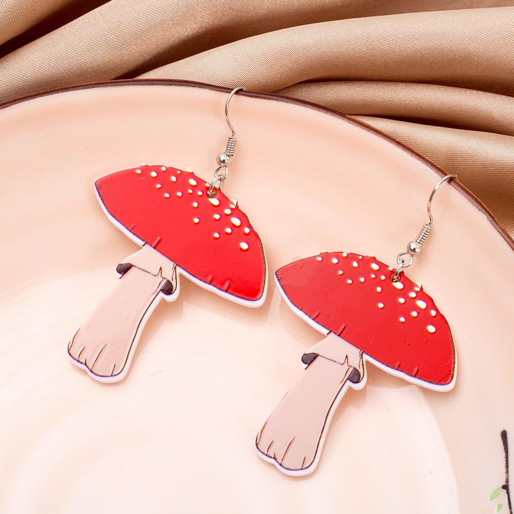 1 Pair Pastoral Mushroom Arylic Ear Hook