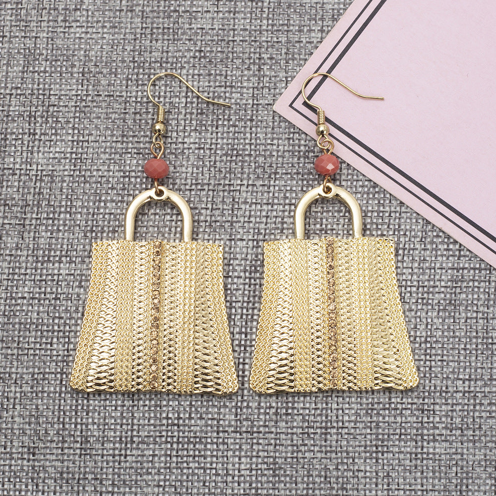 1 Pair Casual Simple Style Bag Alloy Drop Earrings