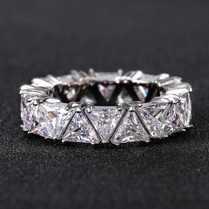 Wholesale Simple Style Solid Color Copper Plating Inlay White Gold Plated Zircon Rings