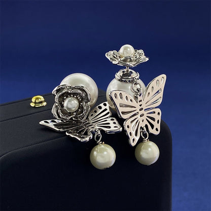 1 Pair Elegant Butterfly Plating Copper Drop Earrings