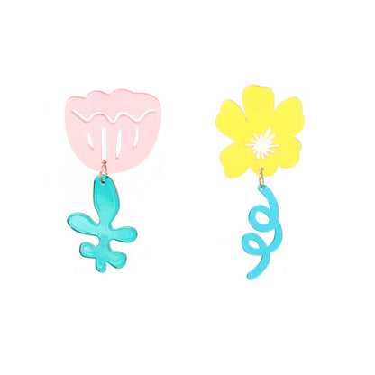 Sweet Simple Style Flower Arylic Drop Earrings