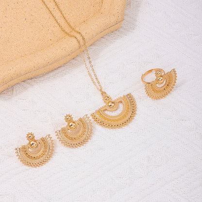 Ethnic Style Bohemian Beach Sector Alloy Hollow Out Women's Jewelry Set