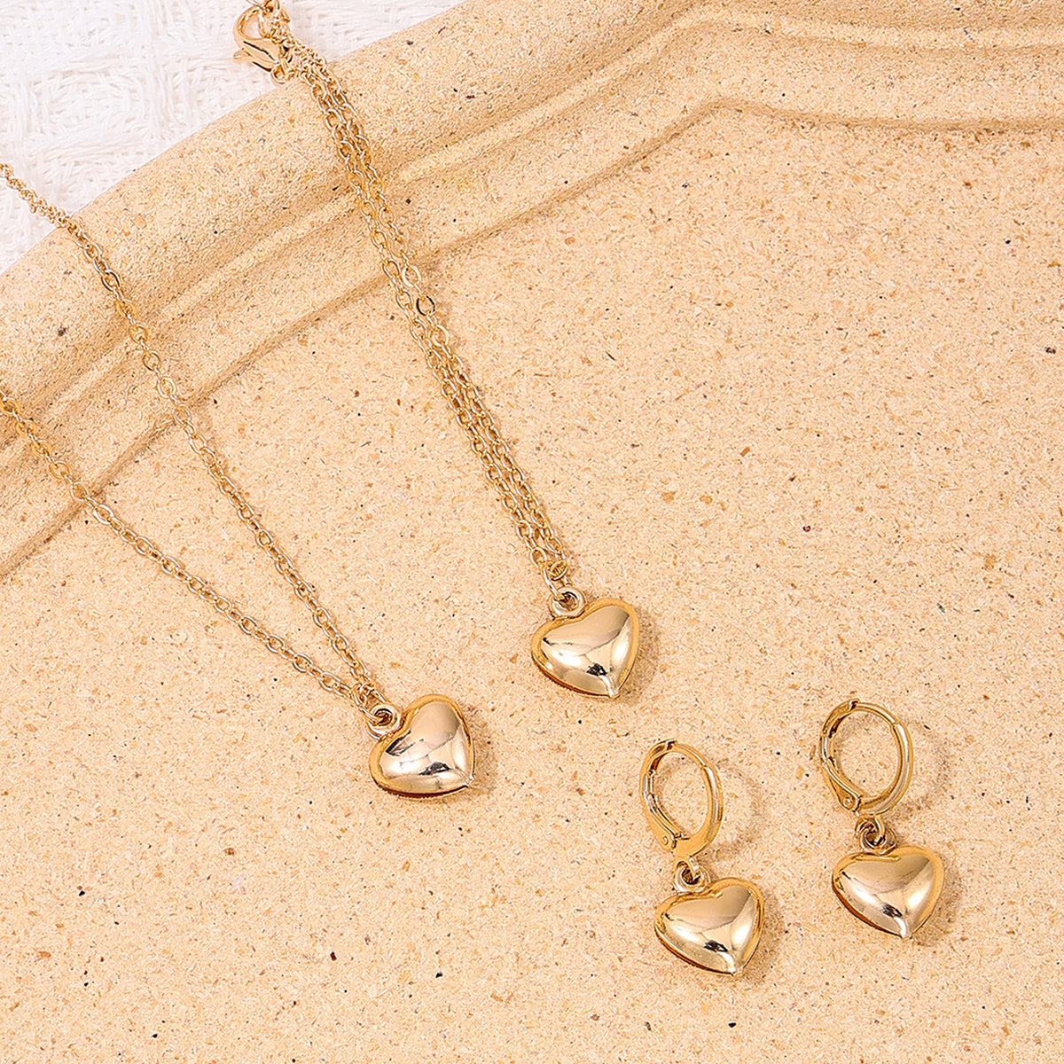 Simple Style Heart Shape Ferroalloy Women's Jewelry Set