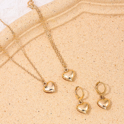 Simple Style Heart Shape Ferroalloy Women's Jewelry Set