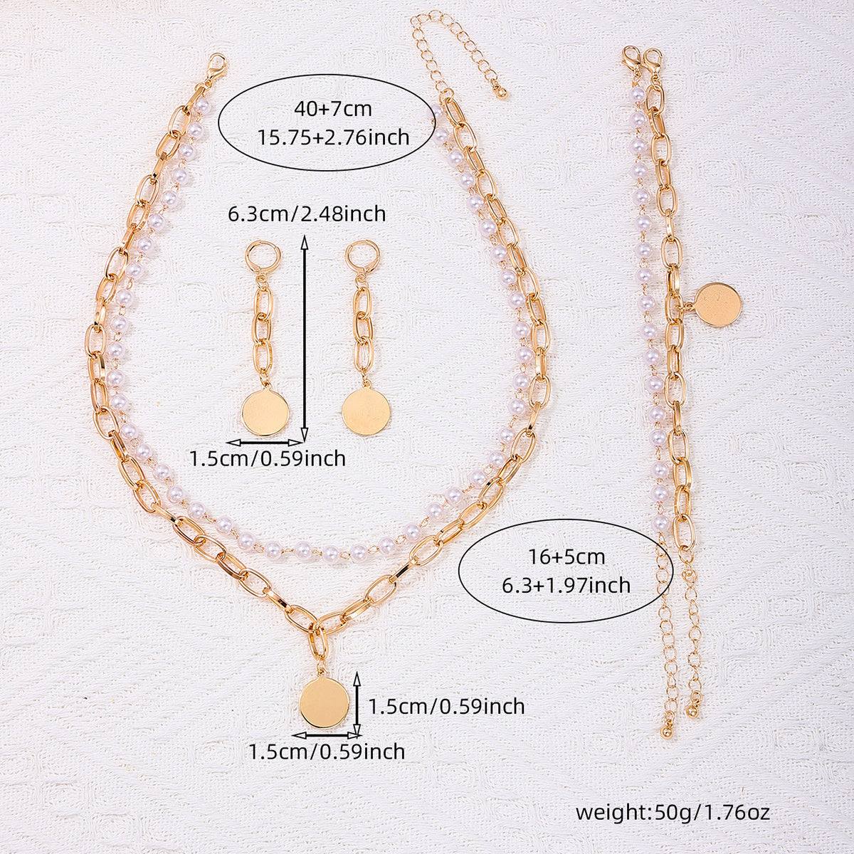 IG Style Commute Round Plastic Ferroalloy Beaded Women's Jewelry Set